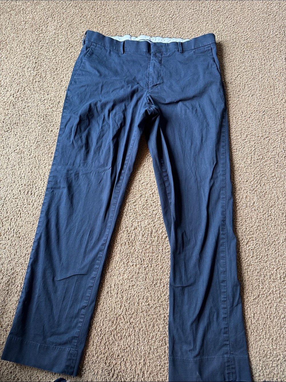 Men's Navy Chino Pants - Classic Straight Fit